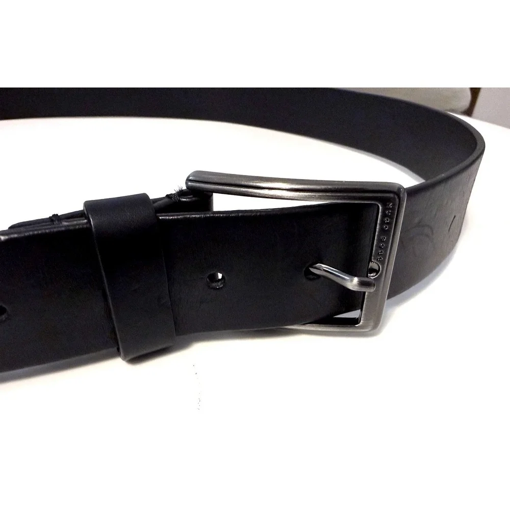 Hugo Boss Mens Leather Belt Black Size 105-40 Fits 38